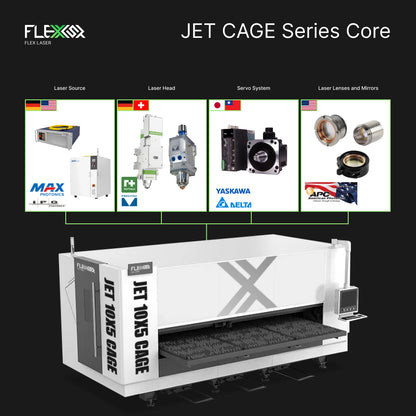 10 x 5 ft Fully Enclosure 1000w to 4000w IPG Flex Laser Fiber Metal Cutter JET10X5-CAGE