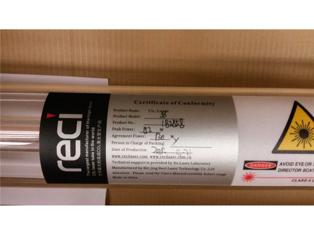 RECI CO2 Glass Laser Tube 130W Model W6 for laser cutter & engravers