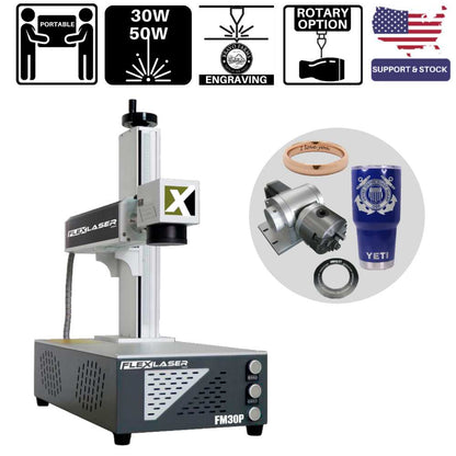 50W FlexMax Laser Fiber Engraver Marker FM50P Engraving Marking Machine for Metal, Aluminum, yeti tumbler