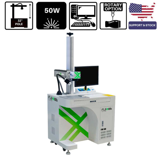 50 W to 100 W Flex Laser Fiber Engraver Marker FM50 - FM100 Engraving Marking Machine for Metal, Aluminum, yeti tumbler