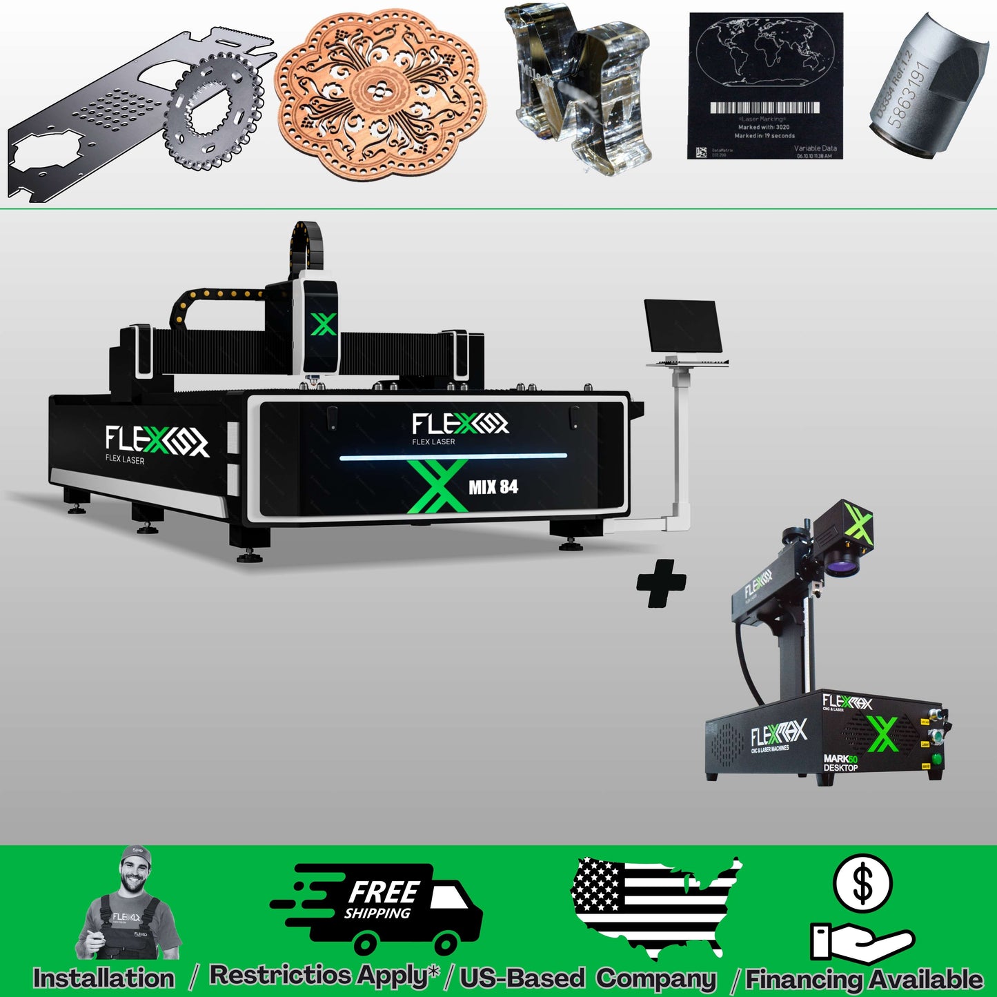 Bundle: Metal and Non Metal Cutter MIX10X5 3000W - 150W 10x5ft + Engraver & Marker MARK20-DESKTOP 20W