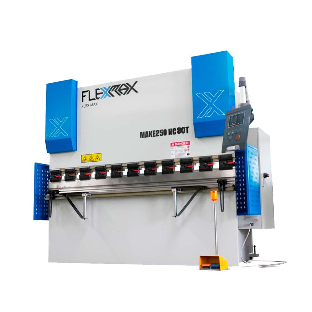 80tns to 100tns, 8.2ft long FlexMax CNC 3-AXIS MAKE-8 Series Hydraulic Press Brake Metal Bender