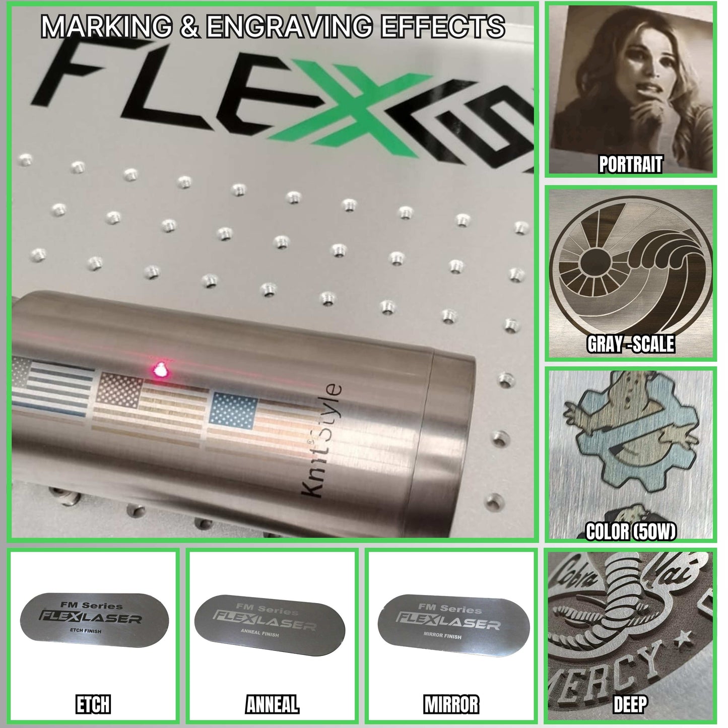Fully enclosure 50W, 100W & 120W Industrial Grade workstation fiber engraver, marker and cutter QUARTZ CAGE Series FlexMax Laser