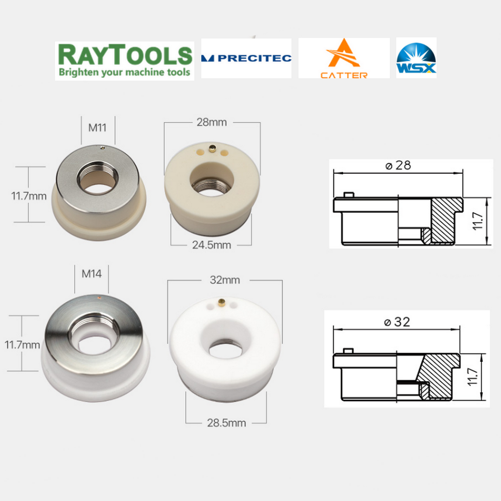 D28 M11 Ceramic Ring for Fiber and CO2 Metal Cutters