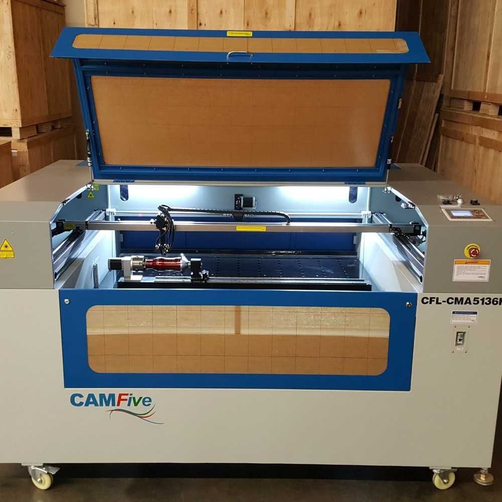 Flex Laser Up-Down 51 x 36 inches and Double CO2 Tube Cutter & Engraver CMA5136KT Cutting and Engraving Machine for Wood Acrylic Baseball bat