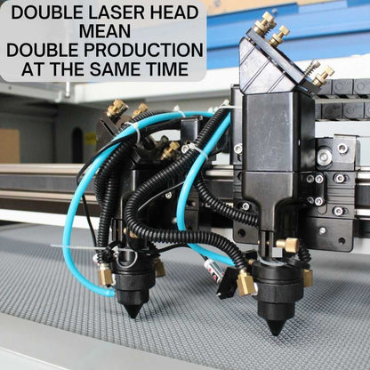 FULL PACKAGE - Flex Laser Up-Down System and Double CO2 Tube Head Cutter & Engraver CMA5136KT Working Area 51x36'' Cutting and Engraving Machine for Wood Acrylic Baseball bat