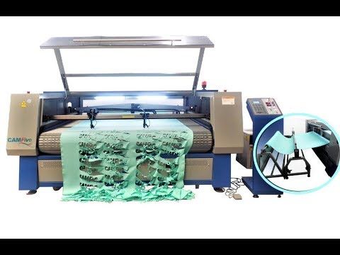 Flex Laser Automatic Conveyor Bed and Roll Feeder CO2 Cutter Model CMA6340TF Working Area 63x40'' Cutting Machine for Fabric, Leather and more