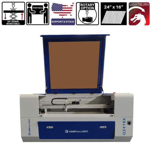 24 x 16 inches 60w to 80w Small Portable Cutter Engraver Flex Laser Q2416K for Hobby, Home Use, Wood, Yeti Tumbler