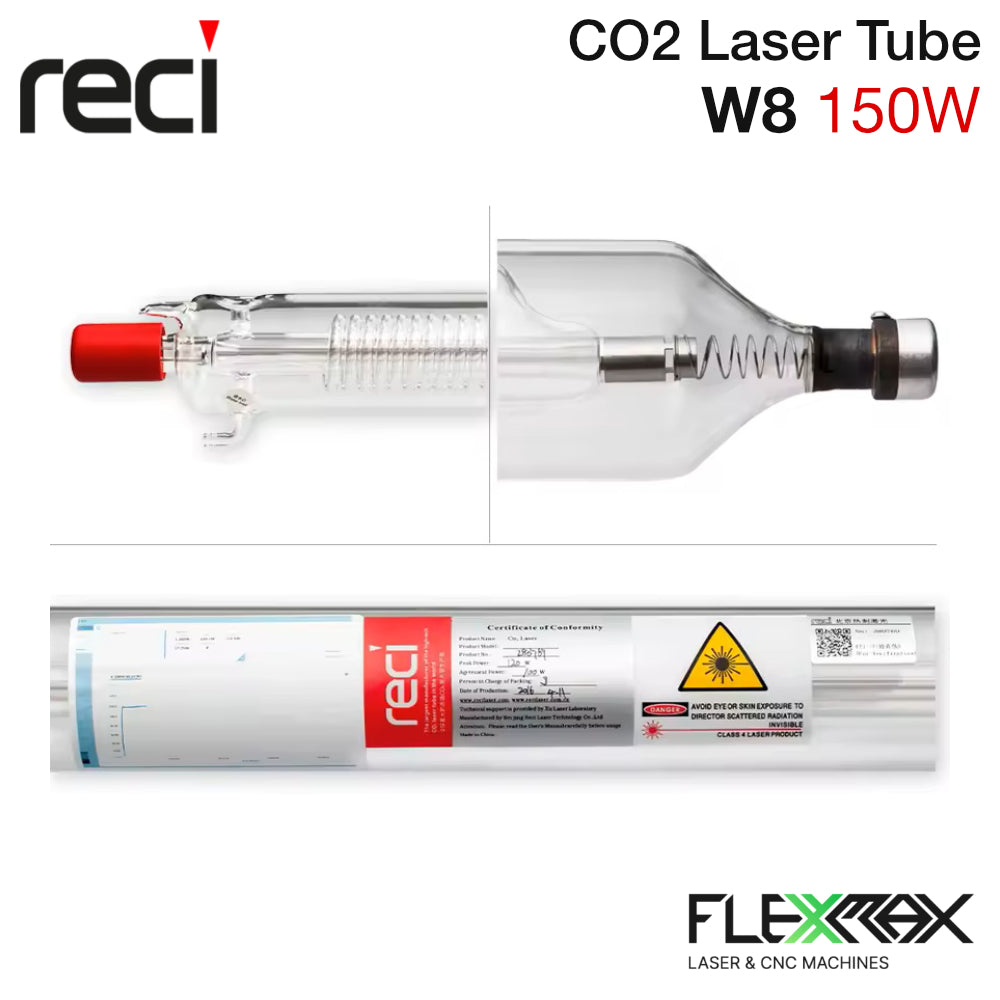 RECI W8 150W CO2 Glass Laser Tube – Industrial-Grade Replacement for Laser Cutting and Engraving Machines
