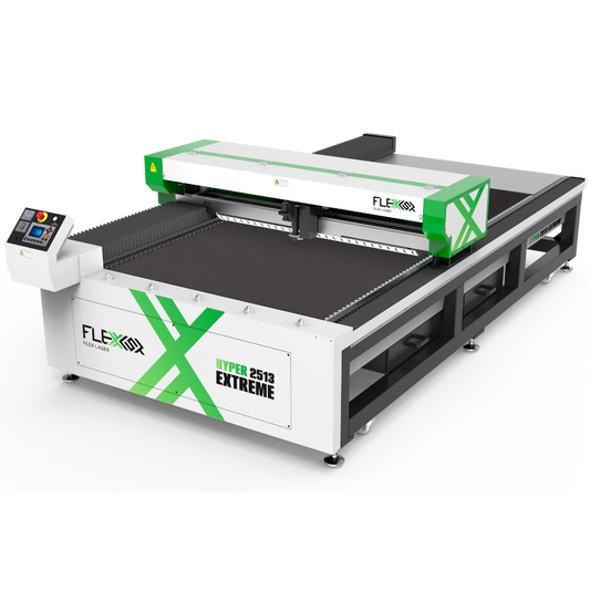 8 x 4', 10 x 5' ft large format and 150W and 300W CO2 multi material cutter FlexMax Laser HYPER Series