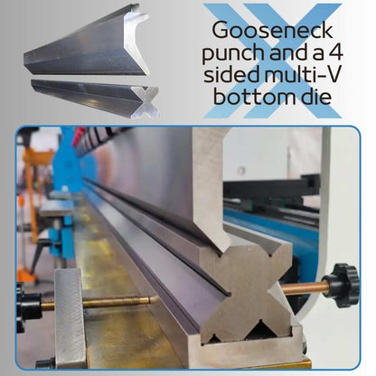 80tns to 100tns, 8.2ft long FlexMax CNC 2-AXIS MAKE-8 Series Hydraulic Press Brake Metal Bender