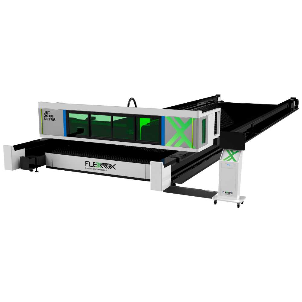 12000W to 30000W Large Format Metal Cutter FlexMax Fiber Laser JET ULTRA Series 20x8', 26x8' and 40x10' Worktables