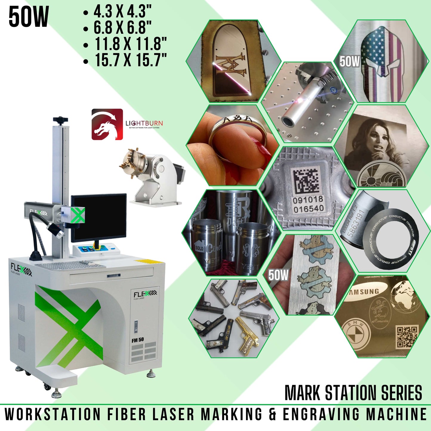 50W Industrial Grade workstation fiber marker and engraver MARK STATION Series FlexMax Laser Marking and Engraving machine