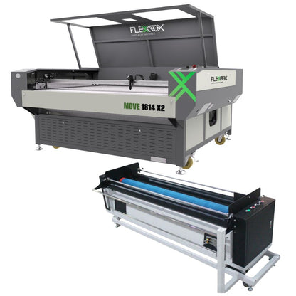 Fabric & Leather Fully automatic conveyor system 100W to 150W Double CO2 Tube Cutter FlexMax Laser MOVE Series