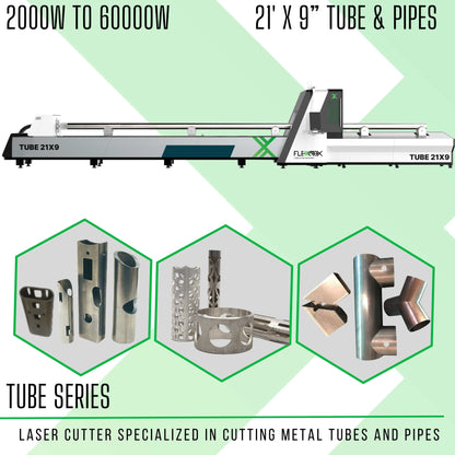 2000W to 6000W tubes cutter FlexMax Fiber Laser TUBE Series for 20' long metal tubes & pipes