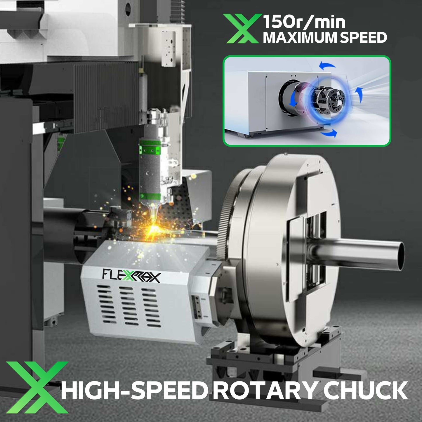 2000W to 6000W tubes cutter FlexMax Fiber Laser TUBE Series for 20' long metal tubes & pipes